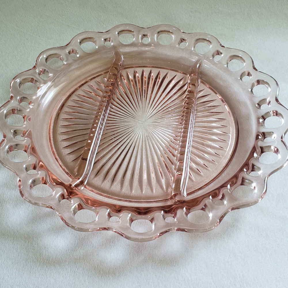 Anchor Hocking Pink Glass Serving Platter